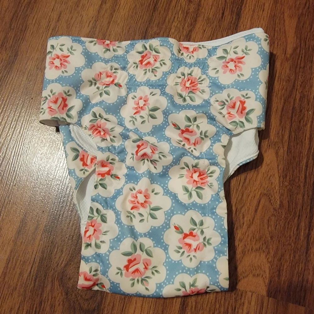 Cutebone Blue Floral Doggie Diaper - Size Small/Medium
